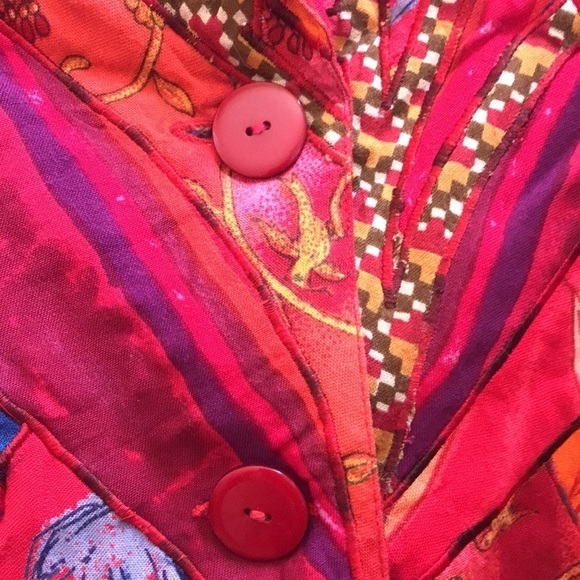 VTG 80’s Sandy Starkman bohi patchwork blazer. Shoulder pads. Colorful, floral S - Picture 2 of 7